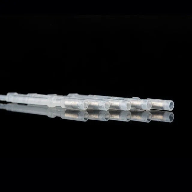 White 3D printer automatic leveling probe with metal touch sensor pin on dark background