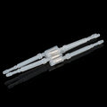 White 3D printer automatic leveling probe with metal touch sensor pin on dark background