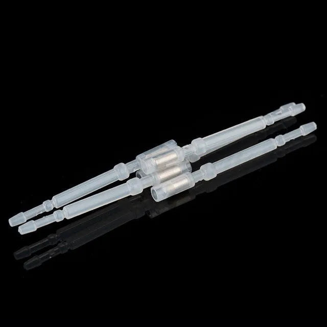 White 3D printer automatic leveling probe with metal touch sensor pin on dark background