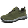 Men's low-cut hiking shoes in army green with mesh upper and viscose sole