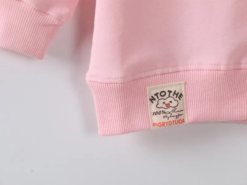 Baby girl's Korean-style cartoon print knitted sweater for autumn in assorted colours.