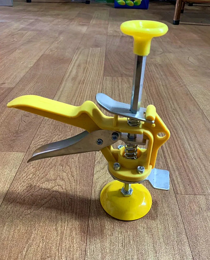 Metal alloy tile raising positioner with adjustable height control for concrete processing