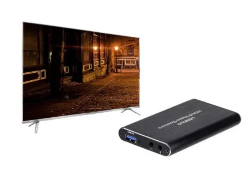 JT-66 4K HDMI game capture card in black aluminium with USB 3.0 interface for 1080P recording and streaming