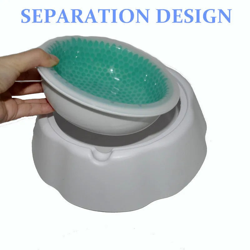 Condensed pearl ice pet bowl in blue for dogs and cats PP material