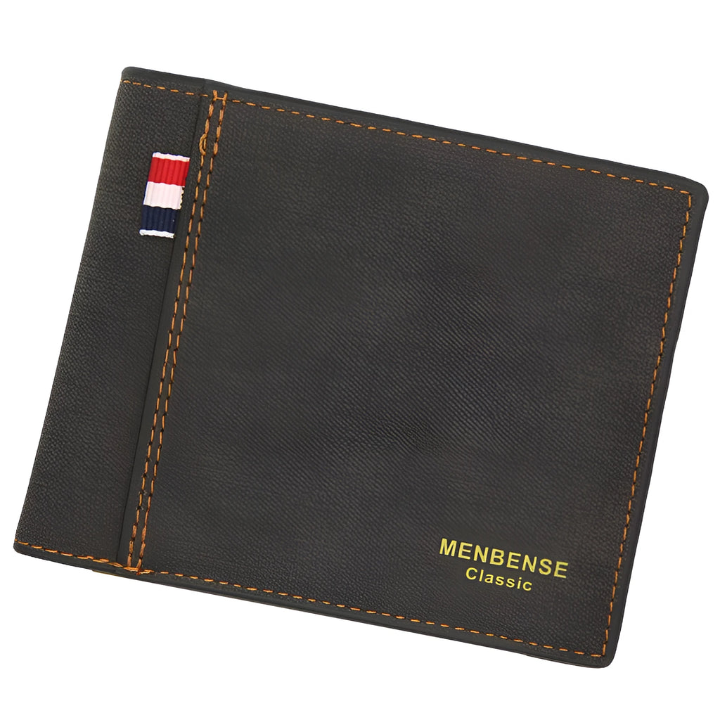 Men's genuine leather tri-fold wallet short design large capacity retro style