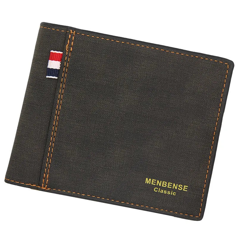 Men's genuine leather tri-fold wallet short design large capacity retro style