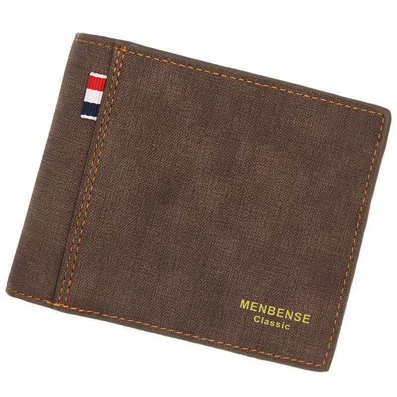 Men's genuine leather tri-fold wallet short design large capacity retro style