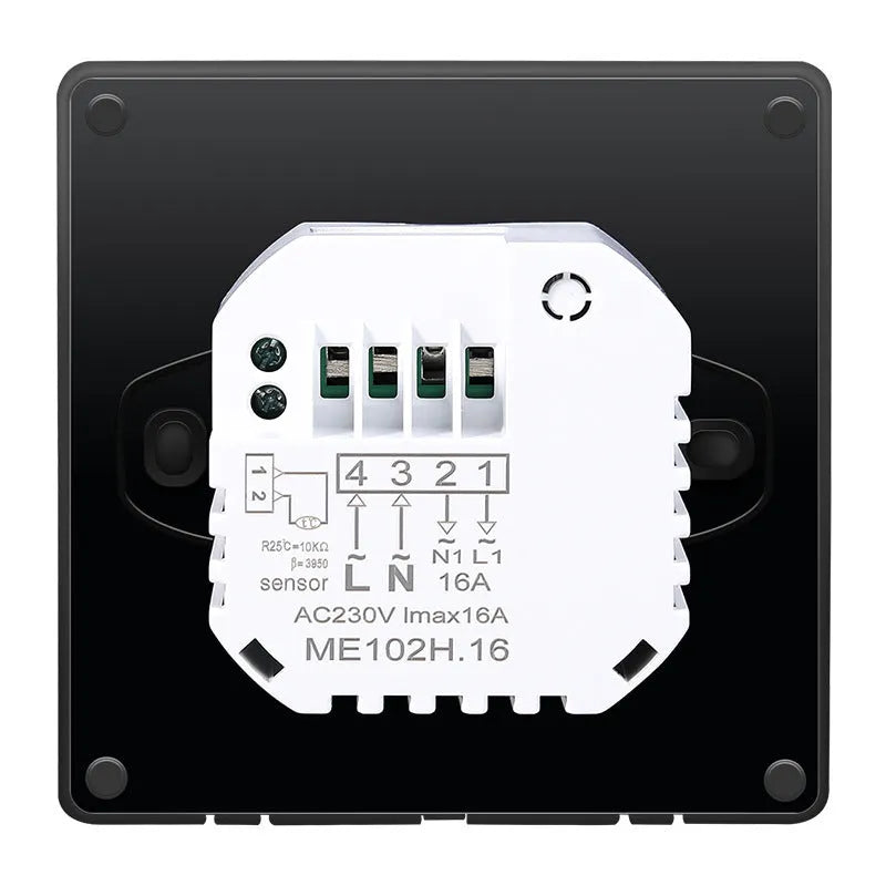 Smart thermostat heating controller 86x86x13mm concealed installation black finish