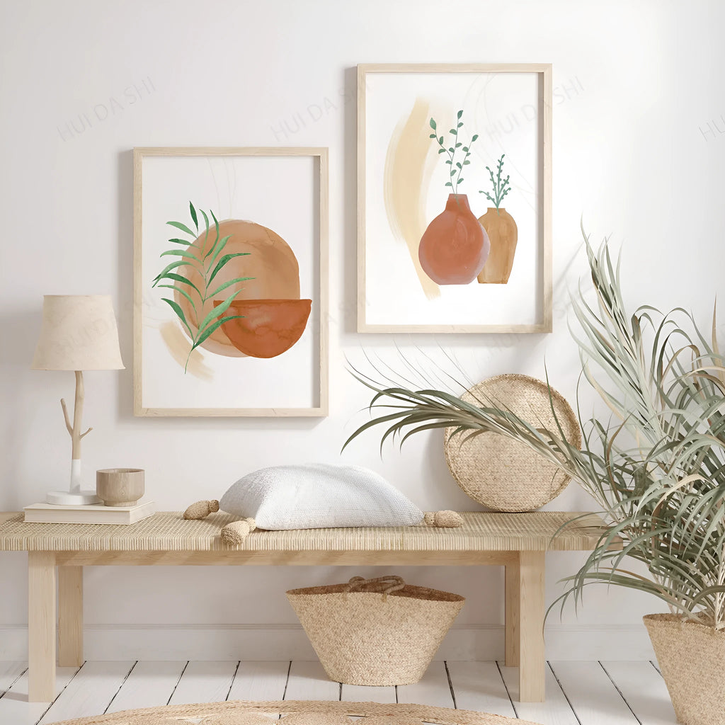 Bohemian pattern printed on a rectangular, unframed canvas wall art decoration.