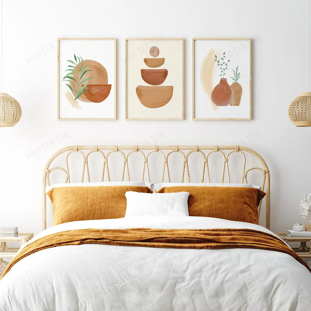 Bohemian pattern printed on a rectangular, unframed canvas wall art decoration.