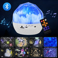 Starry sky projector lamp showing cosmic projection patterns with cartoon design