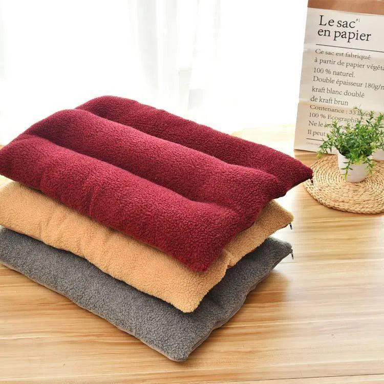 Large warm pet bed for golden retrievers with removable washable cotton pad in beige colour