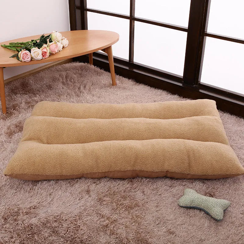 Large warm pet bed for golden retrievers with removable washable cotton pad in beige colour
