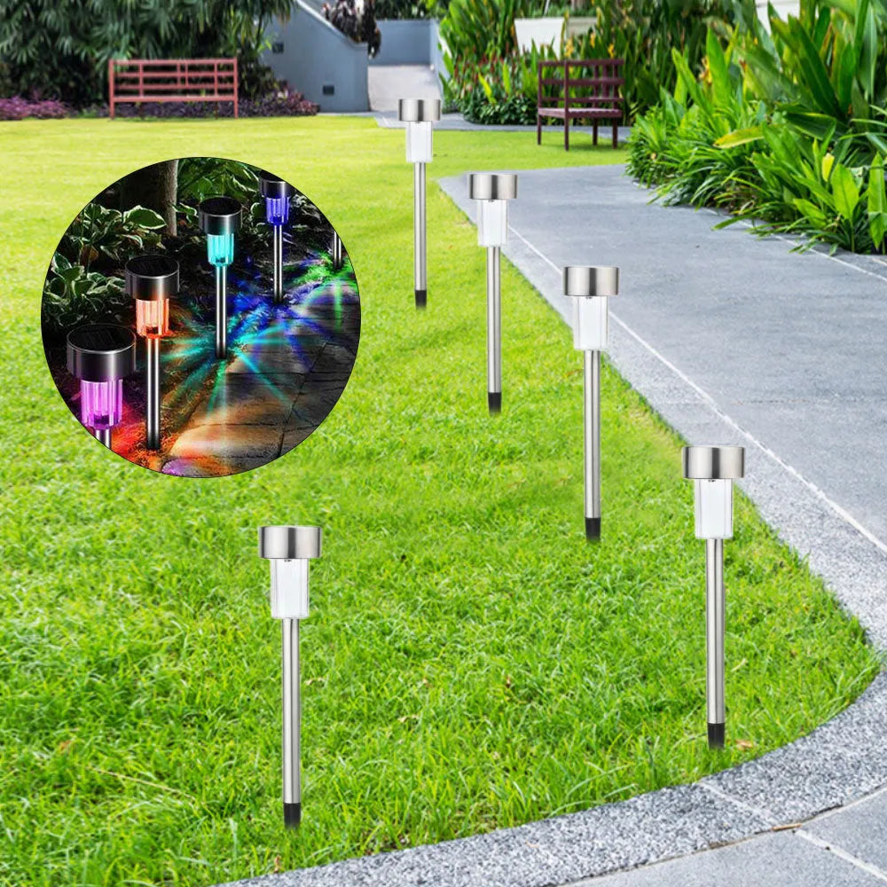 Stainless steel garden landscape LED light with pastoral style design showing dimensions 29.5cm x 4.5cm x 2.5cm