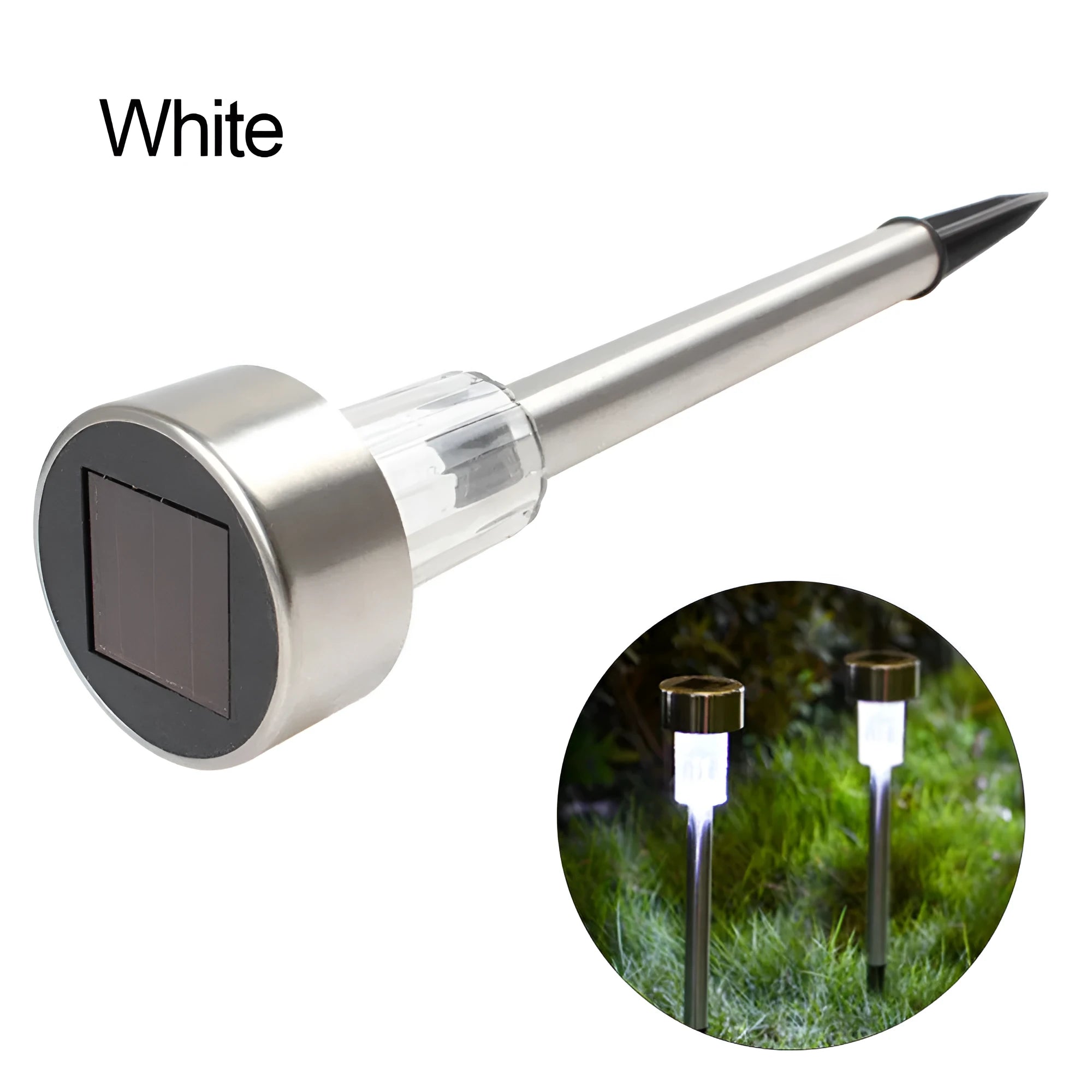 Stainless steel garden landscape LED light with pastoral style design showing dimensions 29.5cm x 4.5cm x 2.5cm