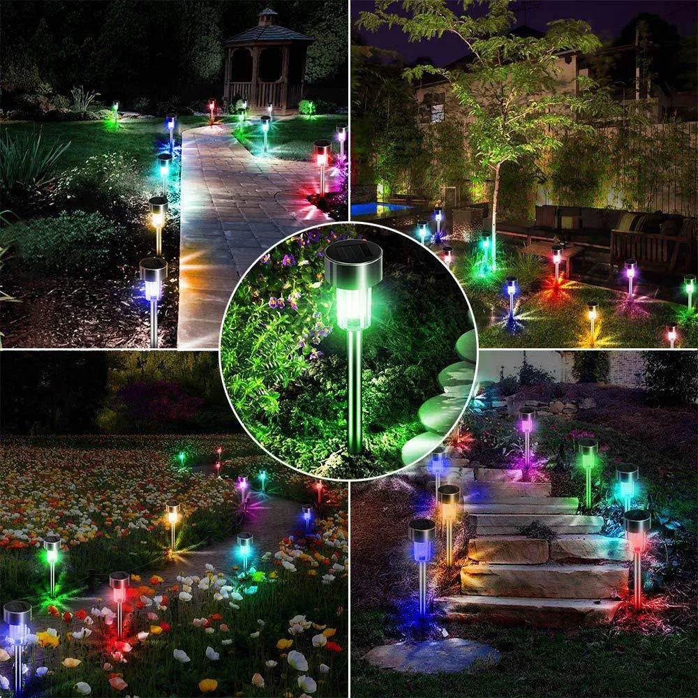 Stainless steel garden landscape LED light with pastoral style design showing dimensions 29.5cm x 4.5cm x 2.5cm