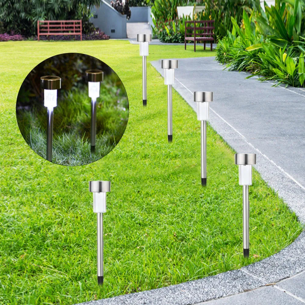 Stainless steel garden landscape LED light with pastoral style design showing dimensions 29.5cm x 4.5cm x 2.5cm