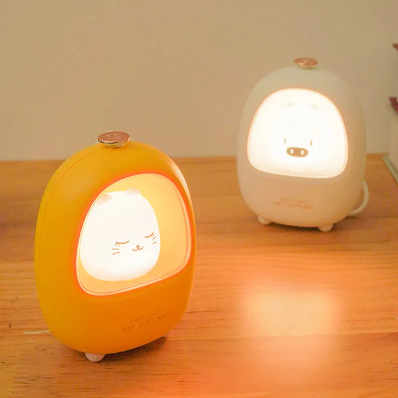 Cartoon bedside night light with touch dimming control and USB charging port