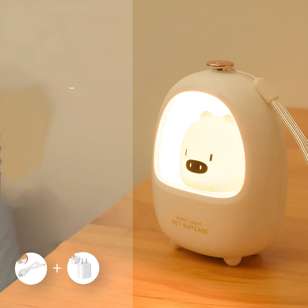 Cartoon bedside night light with touch dimming control and USB charging port