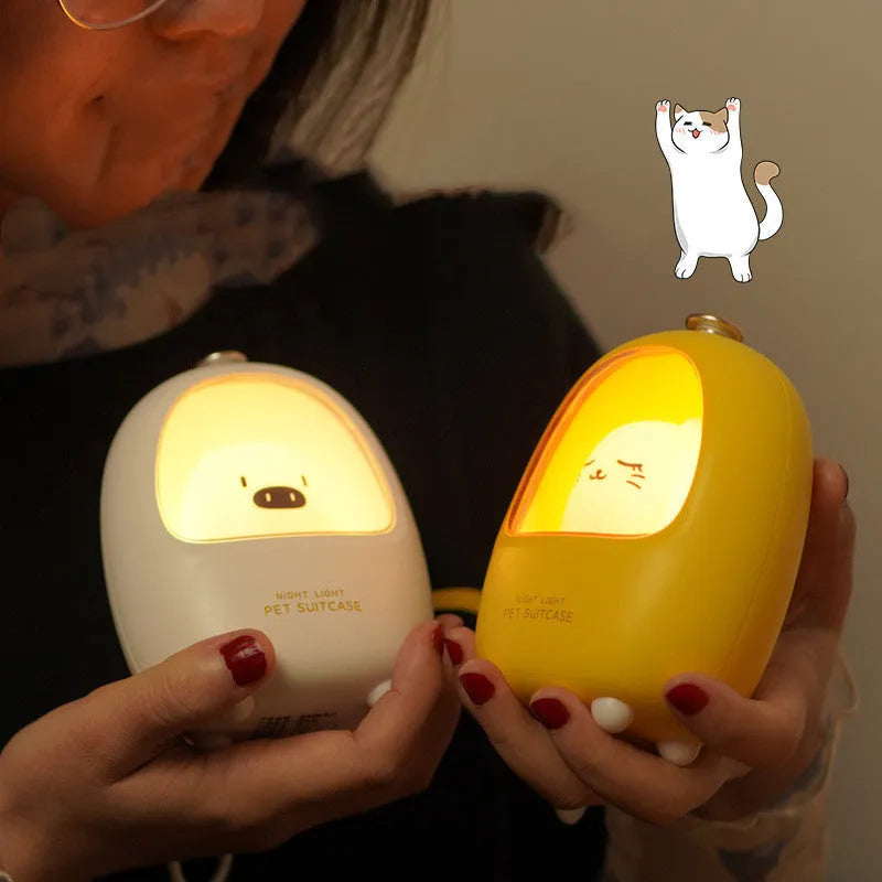 Cartoon bedside night light with touch dimming control and USB charging port