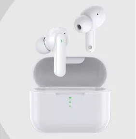 Black or white wireless Bluetooth in-ear headphones with charging case showing magnetic connectors