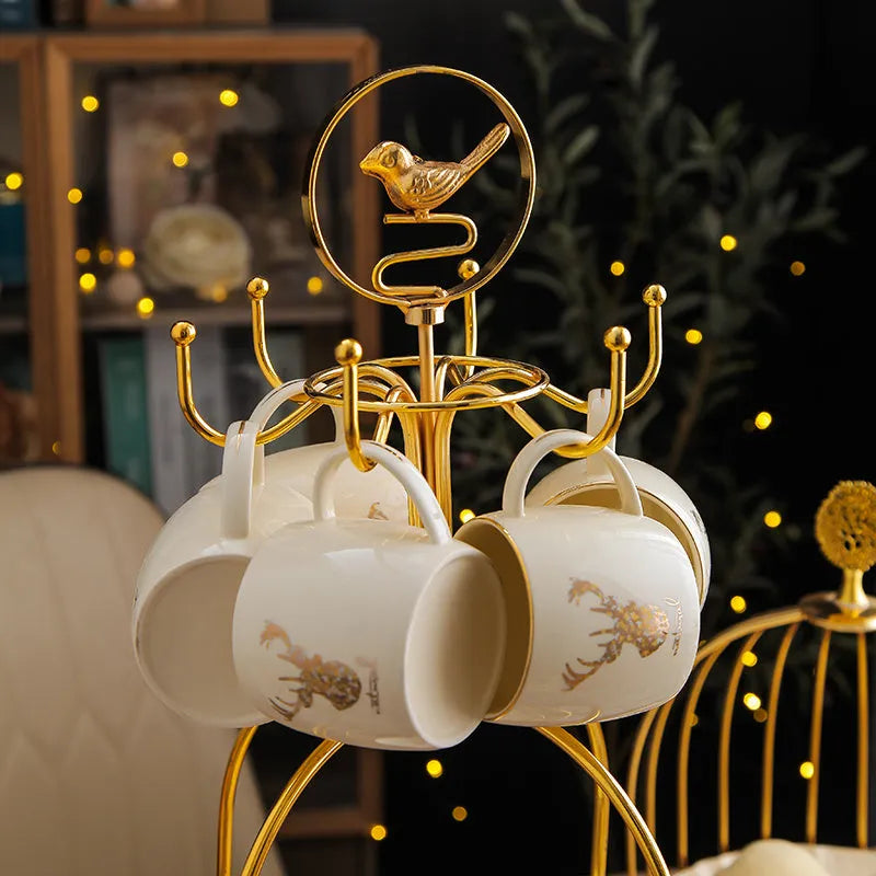 13 piece tea set with elk bird stand for afternoon tea and scented tea, serves 6 people