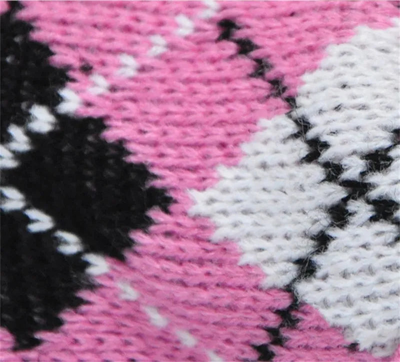 Acrylic dog sweater in blue or pink, sizes XS to XXL with 18-40cm back length and casual pullover style.