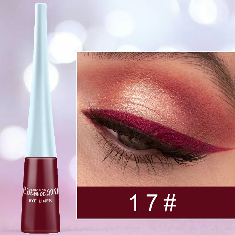 17 colour matte liquid eyeliner set in slim pens with quick-dry waterproof formula