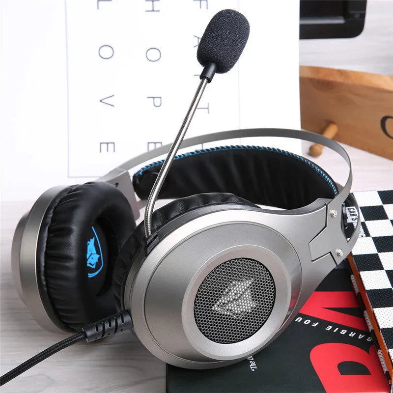Black wired USB computer headset with microphone, designed for on-ear, head-mounted use with a PC.