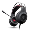 Black wired USB computer headset with microphone, designed for on-ear, head-mounted use with a PC.