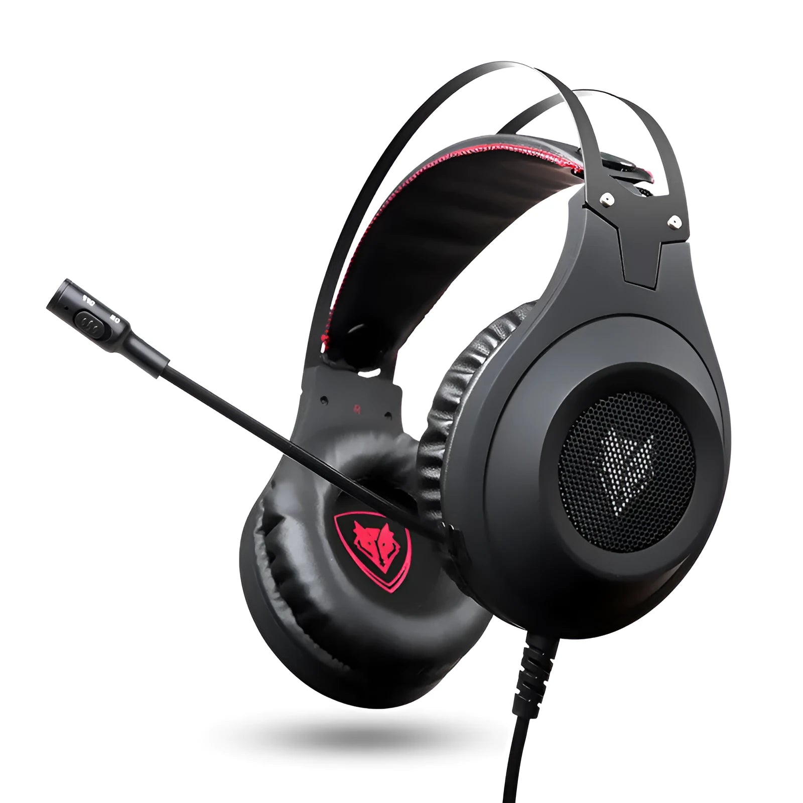 Black wired USB computer headset with microphone, designed for on-ear, head-mounted use with a PC.