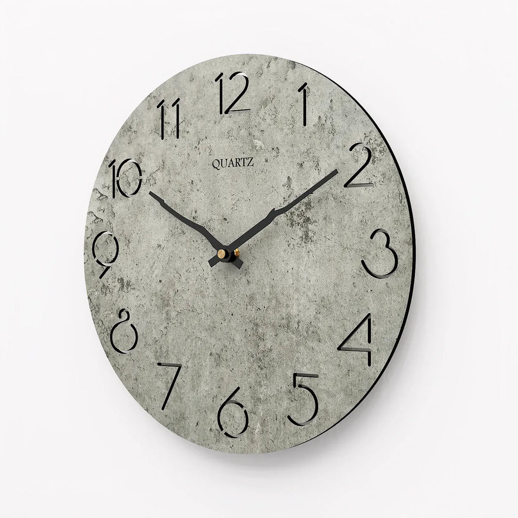 Grey European modern wall clock with single-sided design for living room mounting