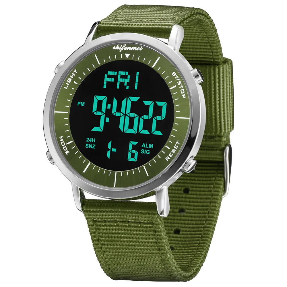Shifenmei sports waterproof digital watch with 10 metre water resistance and electronic movement