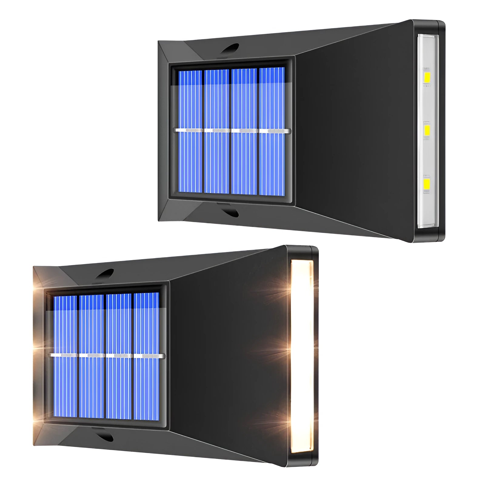 Solar-powered small wall light with 6 LEDs for outdoor staircase and garden use