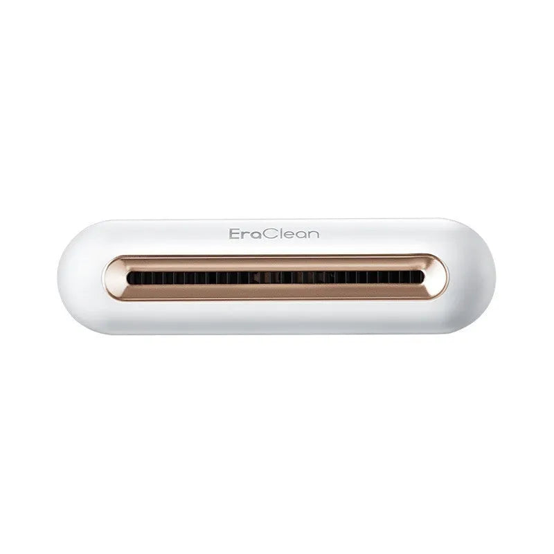 Rose gold car refrigerator deodorant steriliser with USB port and push-button controls