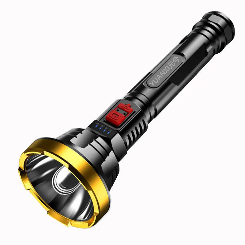90000LM LED tactical flashlight with USB rechargeable battery in black head ring color box