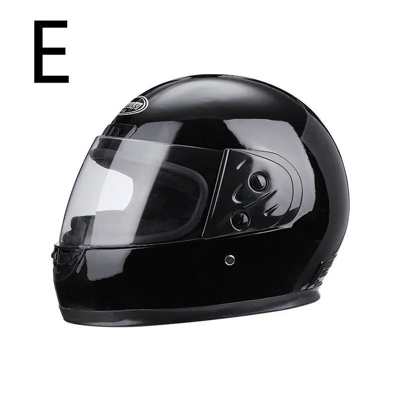 Men's full-face motorcycle helmet in plastic with detachable bib and anti-fog visor
