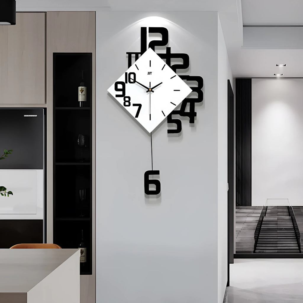 15 inch round quartz wall clock with density board shell in black finish