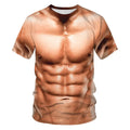 Milk silk muscular man printed short sleeve t-shirt with round neck, loose fit, available in multiple sizes