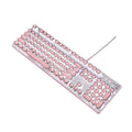 Queen Lipstick mechanical keyboard with green switches, pink keys on silver base