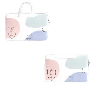 Blue waterproof PU leather laptop bag for 15.6 inch notebooks with a zip and soft handle.