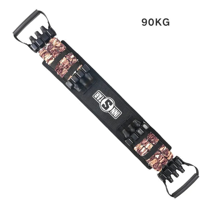 Bench press stretcher chest expander elastic belt with three-level resistance in camouflage colour