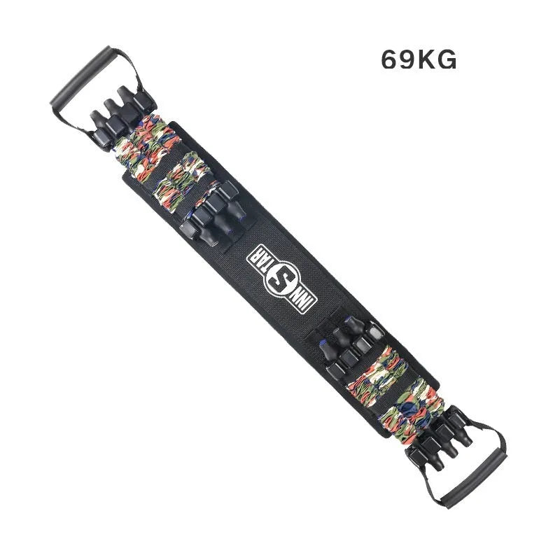 Bench press stretcher chest expander elastic belt with three-level resistance in camouflage colour