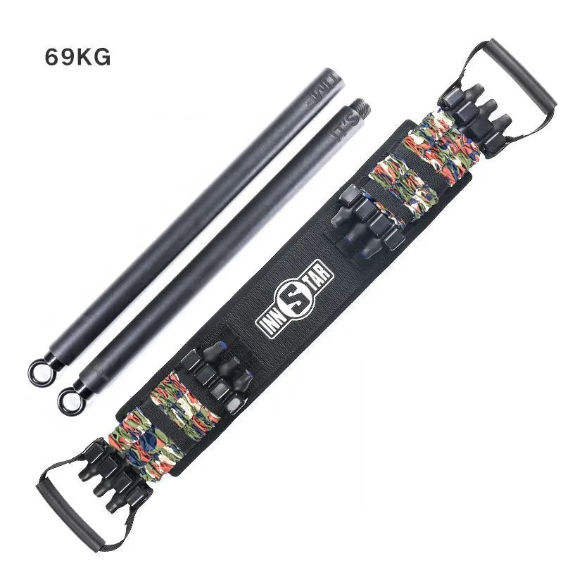 Bench press stretcher chest expander elastic belt with three-level resistance in camouflage colour