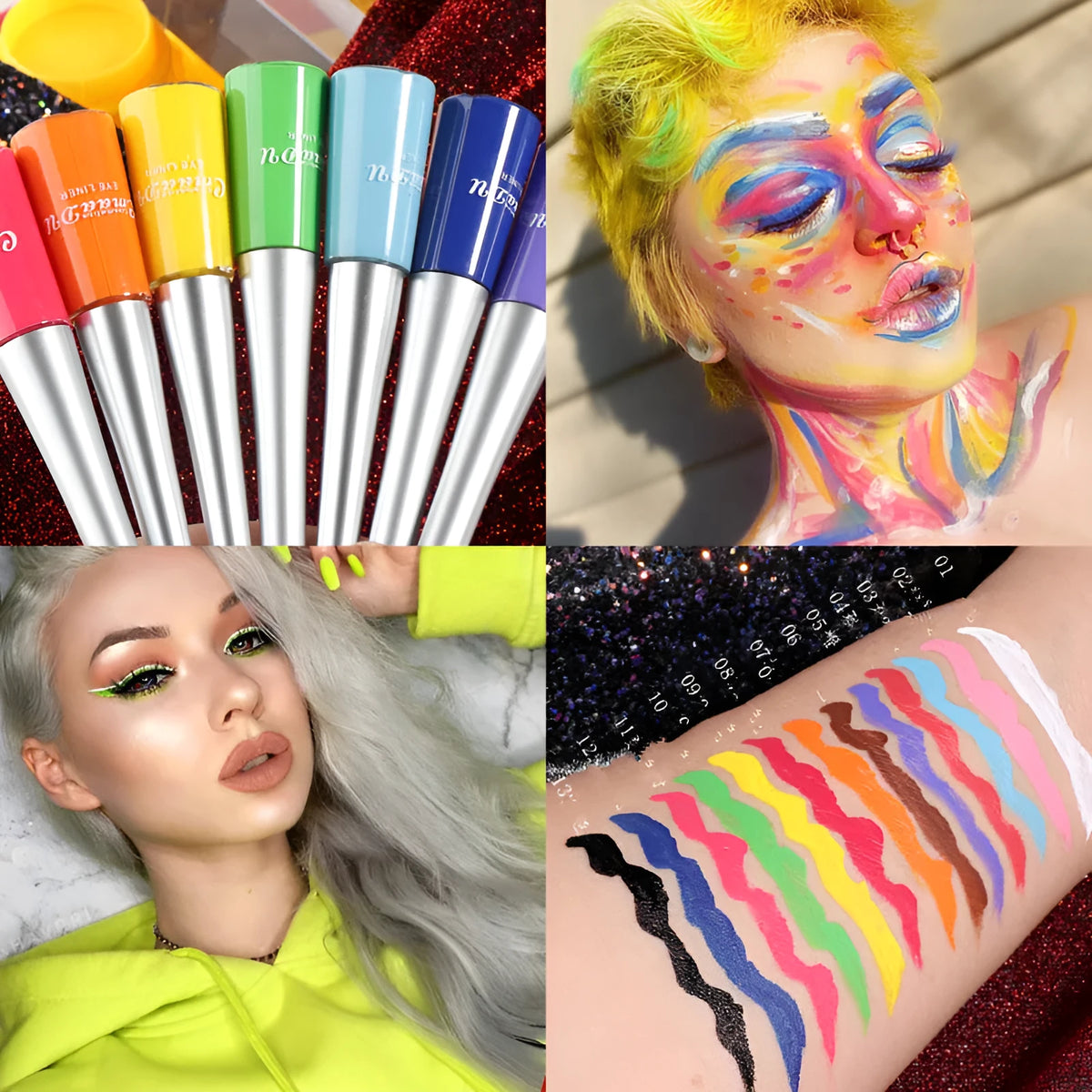 17 colour matte liquid eyeliner set in slim pens with quick-dry waterproof formula