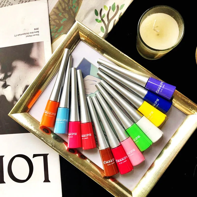 17 colour matte liquid eyeliner set in slim pens with quick-dry waterproof formula
