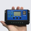 Solar charge controller 12V 24V with light control, time control, dual USB ports, 10A to 60A options