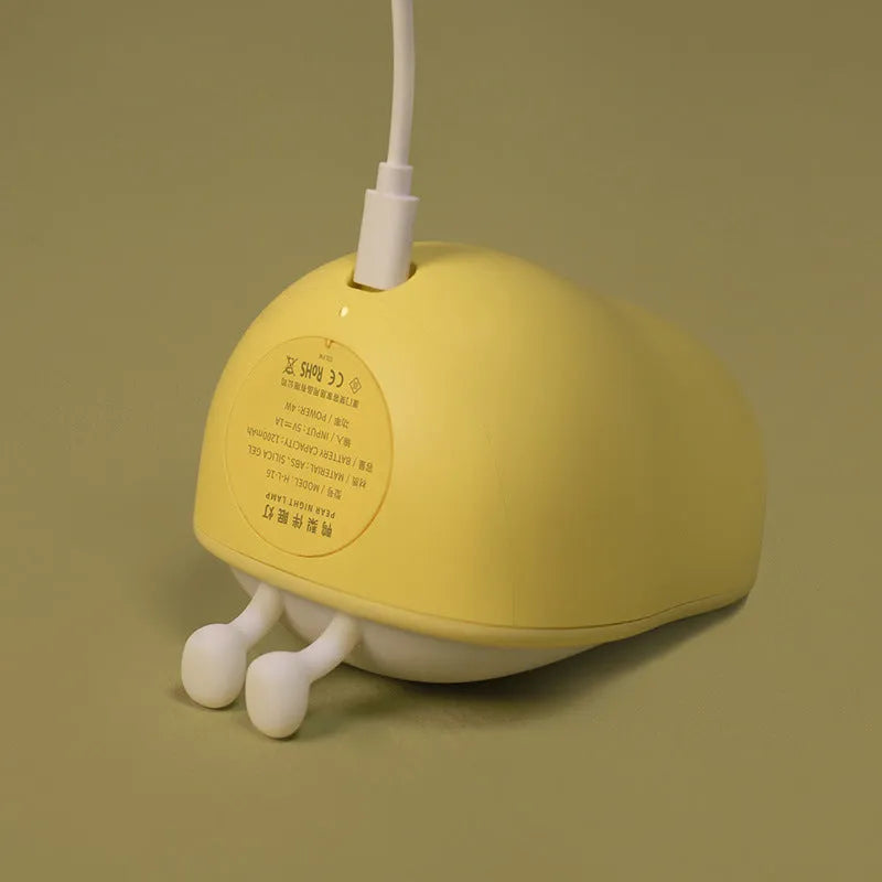 PEAR Night Lamp bedside LED light with silicone diffuser in warm yellow colour