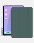 Soft TPU and imitation leather iPad protective case with pencil slot in Purple