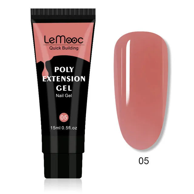 Poly UV gel nail polish set with 100 nail tips, base coat, top coat and slip solution